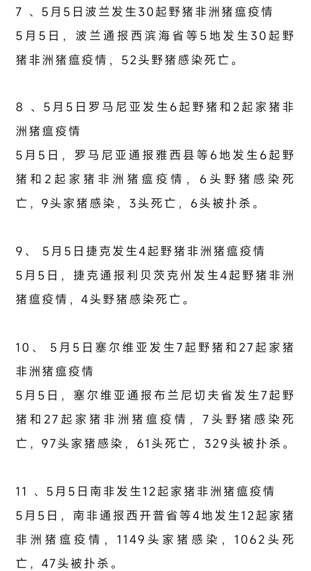 5月全球共发生500多起非瘟疫情！美国农业部：4万剂越南非瘟疫苗已经交付