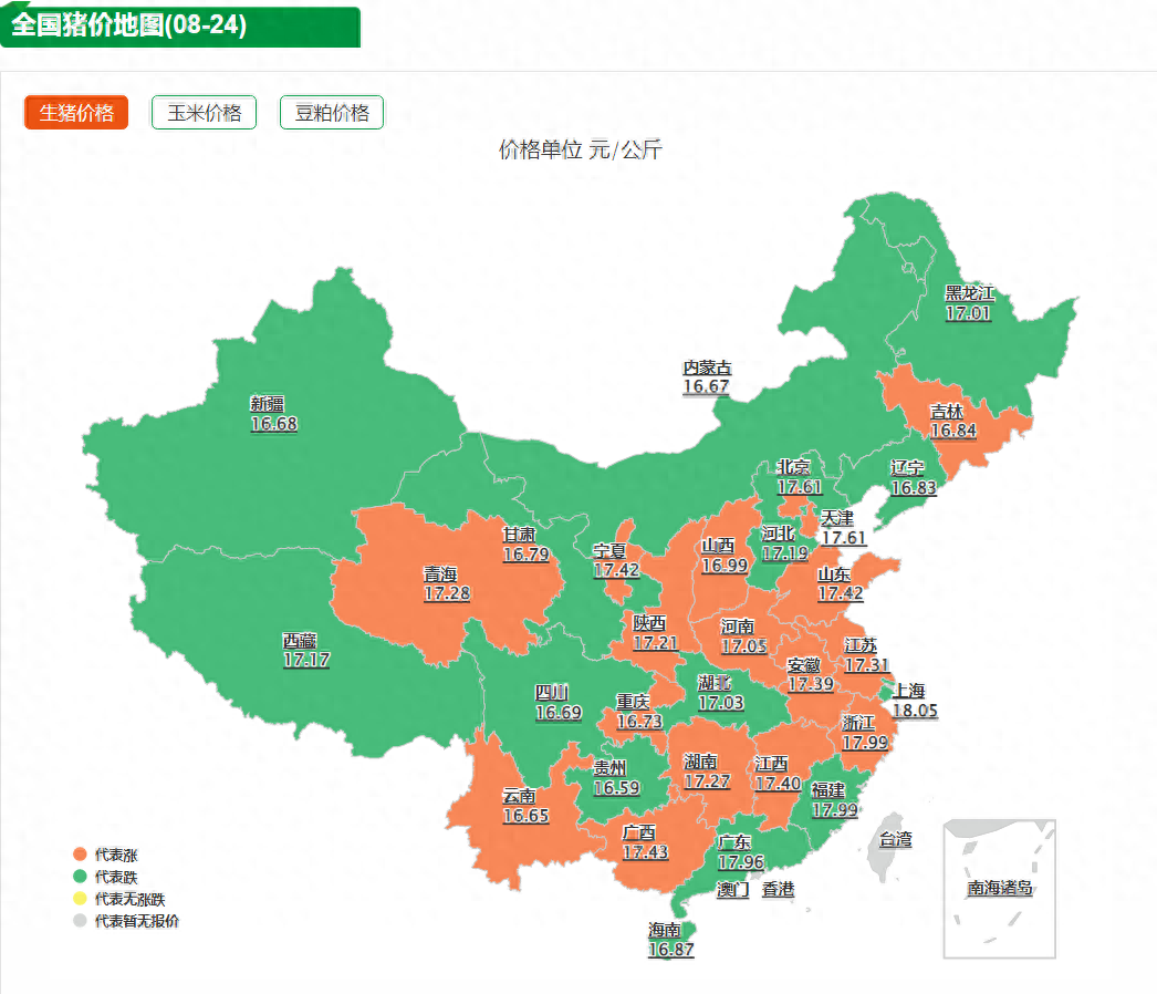 全国猪价地图